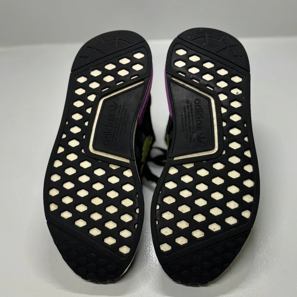 Adidas NMD R1 Black Neon Yellow Purple Boost Sneakers Men’s 11